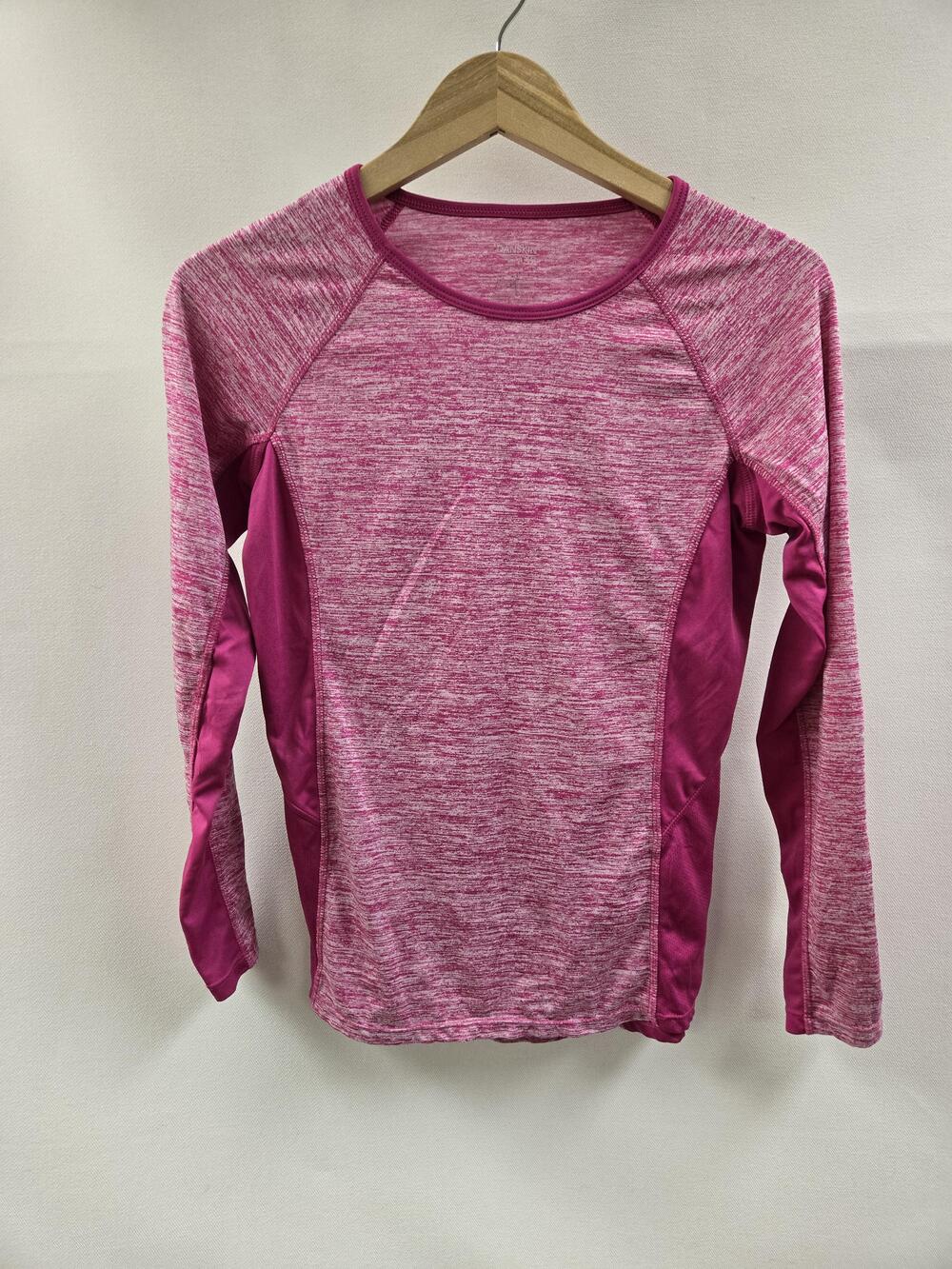 Danskin Now Shirt Womens Medium Pink Heather Long Sleeve Fitted Athletic Stretch